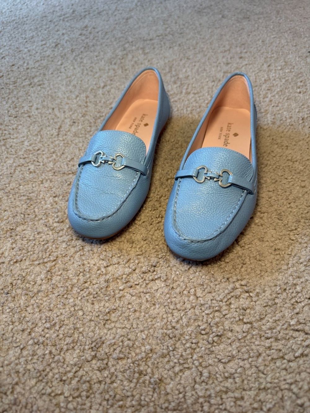 Kate Spade Light Blue Leather Driving Loafers